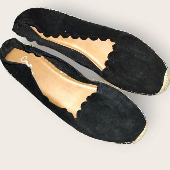 Crown Vintage Brea Womens Shoes Sz 10‎ Espadrille Black Suede Coastal Cruisewear - Picture 1 of 10